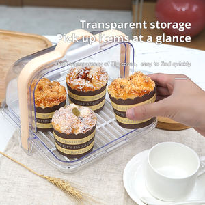 Vente en gros d'usine personnalisée directement PS anti-poussière maison <span class=keywords><strong>boulangerie</strong></span> plastique de qualité alimentaire organiser cuisine pain boîtes de rangement - Product Image 3