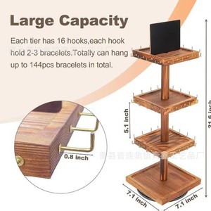 Wooden <b>Rotating</b> Jewelry <b>Display</b> Rack 3 Tier Necklace Storage <b>Stand</b> With Chalkboard For Desktop Use - Product Image 5