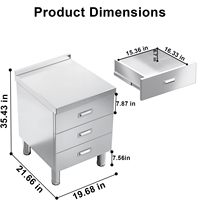 Zwaarbelastbaar werktafel van roestvrij staal met laden, rechtstreeks van de fabriek, OEM, twee/drie/vier lagen, voor restaurantkeuken voorbereidingsstation