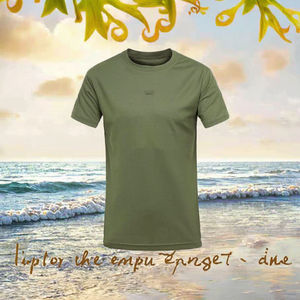 T-shirt de sport à col rond Coolmax pour homme, été, séchage rapide, coupe ample, entraînement physique tactique, uni, 180 grammes, anti-boulochage - Product Image 3