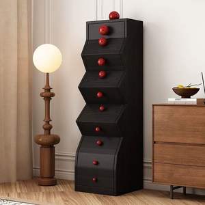 Cómoda de Madera Maciza Irregular con Cinco Cajones, 35x35x120cm, Estilo Italiano, Mueble de Almacenamiento para Sala de Estar - Product Image 5