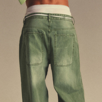 Fabricant de vêtements sur mesure : Pantalons amples décontractés vintage, délavés par le soleil, en sergé chevrons léger, vente en gros