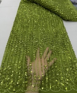 Mới Nhất Phong Cách Châu Phi Pháp Ren Đính Cườm Thêu Đám Cưới Vải Thân Thiện Với Môi Lưới <span class=keywords><strong>Sequins</strong></span> Đính Cườm Ren Cô Dâu - Product Image 5