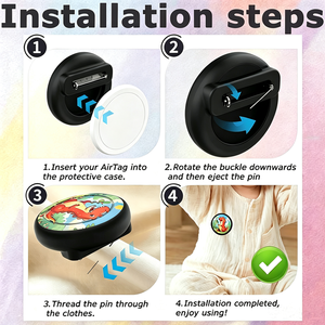 Étui de protection en silicone anti-perte avec clip broche motif dessin animé mignon compatible avec support dissimulé <span class=keywords><strong>AirTag</strong></span> pour enfants - Product Image 4