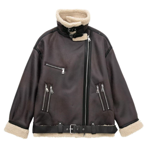 Cappotto <span class=keywords><strong>Trench</strong></span> Vintage Personalizzato con Fodera in Pile, Antivento, Ecologico, con Cerniera e Risvolto, Giacca in <span class=keywords><strong>Ecopelle</strong></span> PU per Donna - Product Image 3