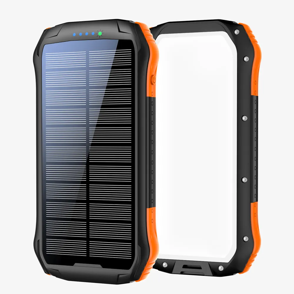 Pacchetto esterno impermeabile portatile della batteria del caricatore solare del telefono della banca di energia solare 20100mAh con la torcia elettrica del LED