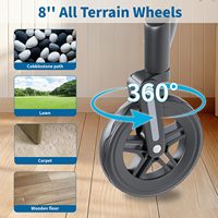 Déambulateur pliable avec cadre en aluminium renforcé, réglage double hauteur, roues tout-terrain de 8 pouces, capacité de charge de 300 lb, siège Unicon