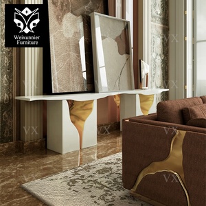 Table <span class=keywords><strong>console</strong></span> moderne de style italien de luxe finition miroir fournie <span class=keywords><strong>en</strong></span> usine <span class=keywords><strong>en</strong></span> métal or <span class=keywords><strong>blanc</strong></span> pour Villa salon hall d'entrée - Product Image 3