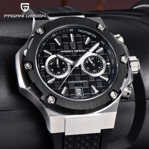 Relojes PAGANI DESIGN para hombre, reloj de cuarzo japonés VK64 con cronógrafo deportivo de oro rosa de lujo para hombre, reloj de pulsera con correa de caucho fluorado para hombre - Product Image 4