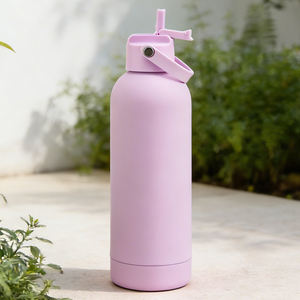 Botella de agua deportiva con logo personalizado, tacto suave, 500 ml, acero inoxidable, doble pared, aislada, con pajita. - Product Image 6