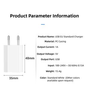 Chargeur mural USB de haute qualité avec certification CE, prise EU, USB-A, 5V1A réel, pour <span class=keywords><strong>iPhone</strong></span> <span class=keywords><strong>5s</strong></span> 6s 7 8 Plus Mini, adaptateur d'alimentation de voyage - Product Image 4