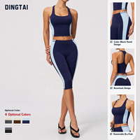 Ensemble de yoga 2 pièces Dingtai pour femme grande taille, débardeur sans manches effet push-up et short mi-long, léger, séchage rapide, en nylon et élasthanne