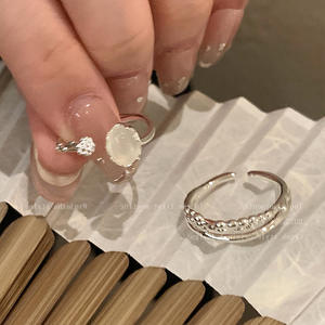 Anillos Ajustables de Piedra Lunar para Mujer, Anillos de Doble Capa con Temperamento, Regalos de Fiesta, Joyería - Product Image 5