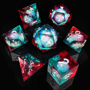 Ensemble de dé<span class=keywords><strong>s</strong></span> RPG faits à la main, effet Nébuleuse Aurore, bords nettoyé<span class=keywords><strong>s</strong></span>, sans bulles, noyau liquide, sphères D4 D12, polyédriques, dé<span class=keywords><strong>s</strong></span> en résine pour D&D - Product Image 3