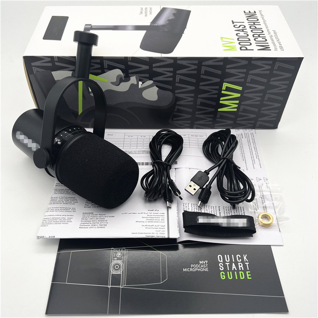 SM7B MV7 Dynamic Microphone for USB Mobile Phone Computer Live Recording, Performance, Karaoke, High-quality Wired Microphone