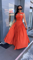 Nouvelles dames doux mignon col rond mignon mince moderne balançoire jupe sans manches décontracté Aline été longue rétro robe femmes vêtements