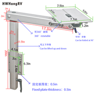 HWHongRV Pied de table vertical pliable à double rotation style Lagun réglable pour camping-car, caravane, bateau, marine, gain de place