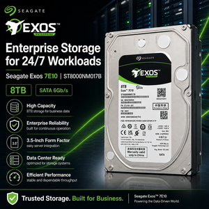 Disque dur d'entreprise Seagate Exos 7E10 ST8000NM017B 8 To, 3,5 pouces, SATA 6 Gb/s, 7200 tr/min, 256 Mo de cache, CMR - Product Image 2