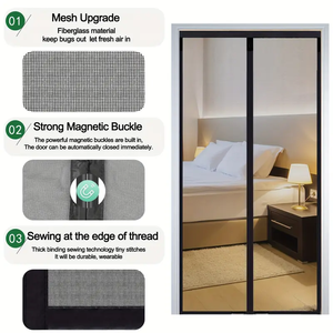 Prezzo di fabbrica mani libere invisibile schermo in fibra di vetro maglia magnetico insetto per balcone Anti-zanzara porta a rete tenda - Product Image 2