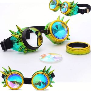 Wholesale Men Women Rivet Steampunk Goggles Cosplay Crystal Lenses Kaleidoscope <b>Rainbow</b> Glasses - Product Image 4