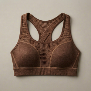 Sujetador Deportivo Sin Costuras para Mujer, Color Marrón, Sin Tirantes, Soporte Medio, Tejido Lyra Transpirable de Secado Rápido para Fitness, Yoga y Gimnasio - Product Image 1