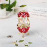 SHINNYGIFTS Antique Imitation Émail Carrousel Boîte À Musique En Métal De Mariage Anniversaire Nouvel An Cadeau Boîte Plaqué Technique pour Souvenir