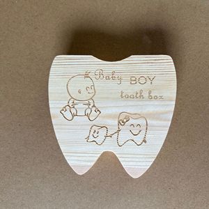 Scatola Portadenti in Legno Naturale Lucidato a Tema Amore, Regalo per Bambini/a con Ornamenti della Fata dei Denti, Forma Irregolare per Tutte le Festività - Product Image 3