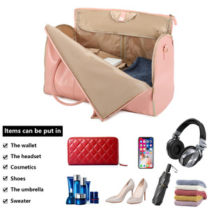 <span class=keywords><strong>Bolsa</strong></span> de lona de <span class=keywords><strong>gimnasio</strong></span> de PU a la moda para mujer, <span class=keywords><strong>bolsa</strong></span> de traje plegable de gran capacidad para almacenamiento de ropa, fábrica al por mayor para viajeros de <span class=keywords><strong>Amazon</strong></span> - Product Image 4
