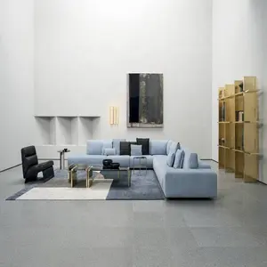 意大利豪华客厅沙发制造商现代真皮组合沙发套装