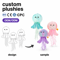 Porte-clés méduse mignon en peluche, pendentif long et doux, jouet animal marin en peluche pour sac, souvenir, cadeau de magasin
