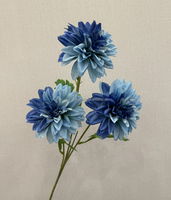 Dahlias artificiels de haute qualité, 3 têtes, longues tiges, pour la décoration de la maison et des mariages