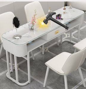 Table de manucure professionnelle de luxe moderne 2026 avec collecteur de poussière en bois, tiroirs, durable, facile à nettoyer, salon de manucure commercial Qumeng - Product Image 4