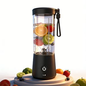 Mini-mixeur portable 400 ml, 6 lames en acier inoxydable 304, fonctionne sur piles pour des smoothies rapides à la maison - Product Image 1