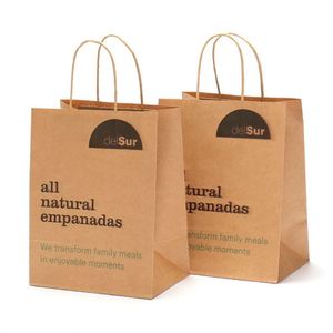 Papier kraft brun, sacs en papier pour les courses, sacs en papier pour l'emballage de la restauration rapide, sacs en papier à emporter, tailles et logos personnalisés. - Product Image 1