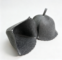 Lot de 2 chapeaux de sauna en feutre de laine uni, couleur grise, coutures en zigzag, résistants à la chaleur, unisexes, accessoires pour sauna et hammam