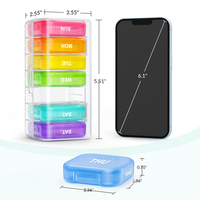 Organisateur de pilules hebdomadaire pour 7 jours avec compartiments codés par couleur pour le stockage quotidien des médicaments, design portable et compact