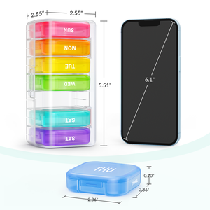 Extra Large Separate Slots Color Fit <b>Pocket</b> & Purse Dual Protection 7 Day Weekly Pill Organizer ABS PP For Retail - Product Image 4