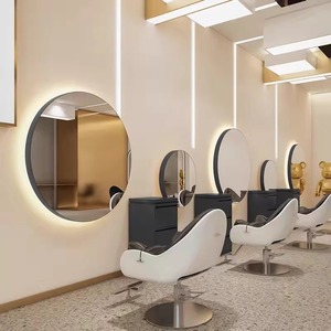 Miroir mural ovale demi-lune avec lumières pour salon de coiffure célèbre sur internet et salons de coiffure pour permanents/teintures - Product Image 4