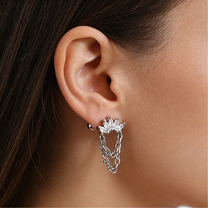 Boucle d'oreille classique 20G avec chaîne pendante et zircone transparente, clou à dos plat pour hélix, cartilage, labret, conque, bijoux de corps - Product Image 6
