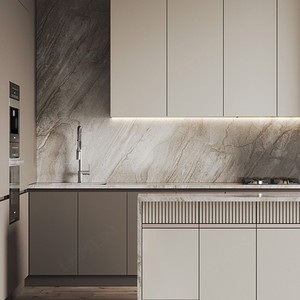 Set Completo di Mobili per Villa Australiana: <span class=keywords><strong>Cucina</strong></span> con Isola, Pensili, Cerniere in Marmo e Mobili da Incasso in Melaminico - Product Image 6