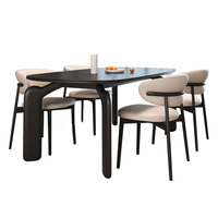 Mesa de Comedor, Estilo Minimalista Italiano, con Losa de Roca, Personalizable, Rectangular, de Lujo Discreto, para Apartamentos Pequeños