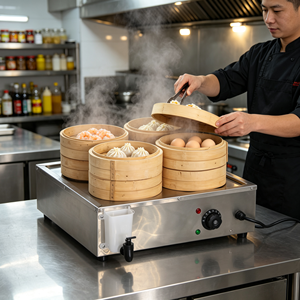 เครื่องนึ่งอาหารไฟฟ้าสแตนเลสแบบตั้งโต๊ะ ประสิทธิภาพสูง 4 ช่อง 3 กิโลวัตต์ ให้ความร้อนเร็ว สำหรับใช้งานเชิงพาณิชย์ - Product Image 4