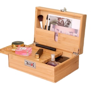 Bamboo Cosmetic storage box combination lock storage box Household wooden storage box