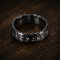 Bague Fidget Spinner JLM Premium en Acier Titane Gravée Runes Viking pour Hommes et Femmes, Bijou Anti-Stress et Anxiété, Style Nordique