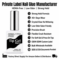 Colle Professionnelle 4-en-1 pour Ongles 15ml, Séchage Rapide, Forte Adhérence, pour Diamants, Faux Ongles, Gel Tips et Gel X Longue Durée