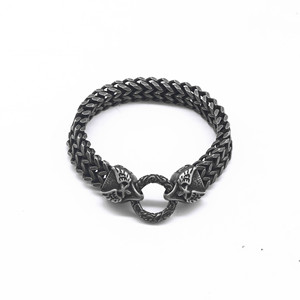Bracelet en acier titane à motif d'aigle yunnique pour hommes, style punk rétro, chaîne noire, bijoux à design géométrique, style moto - Product Image 5