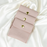 Pochette à bijoux en cuir PU avec bouton pression, portable, 8*8cm, sac de rangement pour bijoux