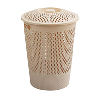 GREENSIDE Boîte de rangement avec panier à linge sale recouvert de plastique, seau de rangement, style japonais, salle de bain, balcon,