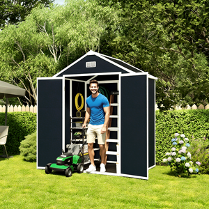 Caseta de Almacenamiento de Jardín de Plástico Impermeable de 6x5 pies con Piso para Guardar Cortacésped, Muebles de Patio, Herramientas, Bicicleta - Product Image 6