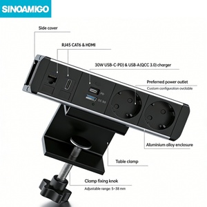 Bloc multiprise SINOAMIGO à fixation sur bureau avec ports USB et prises EU/UK/Schuko pour le bureau - Product Image 5